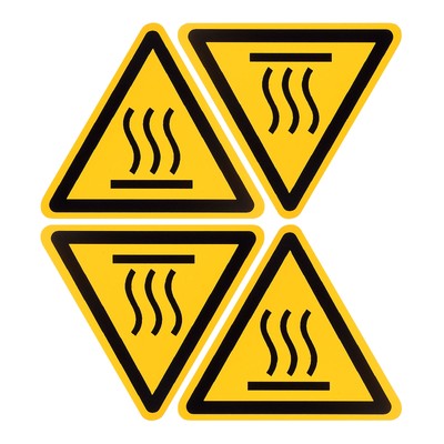 Triangle High Surface Temperature Warning Sign Self Adhesive w symbol 50mm 20Pcs