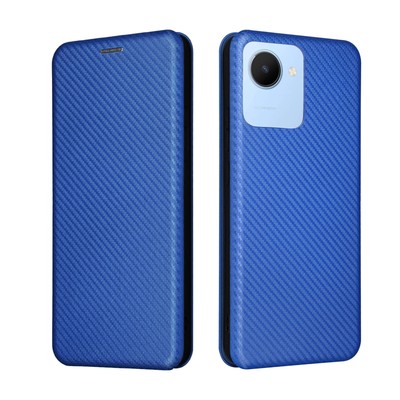 For Realme C30 4G, Business Carbon Fiber Cover Flip Leather Wallet Stand Case