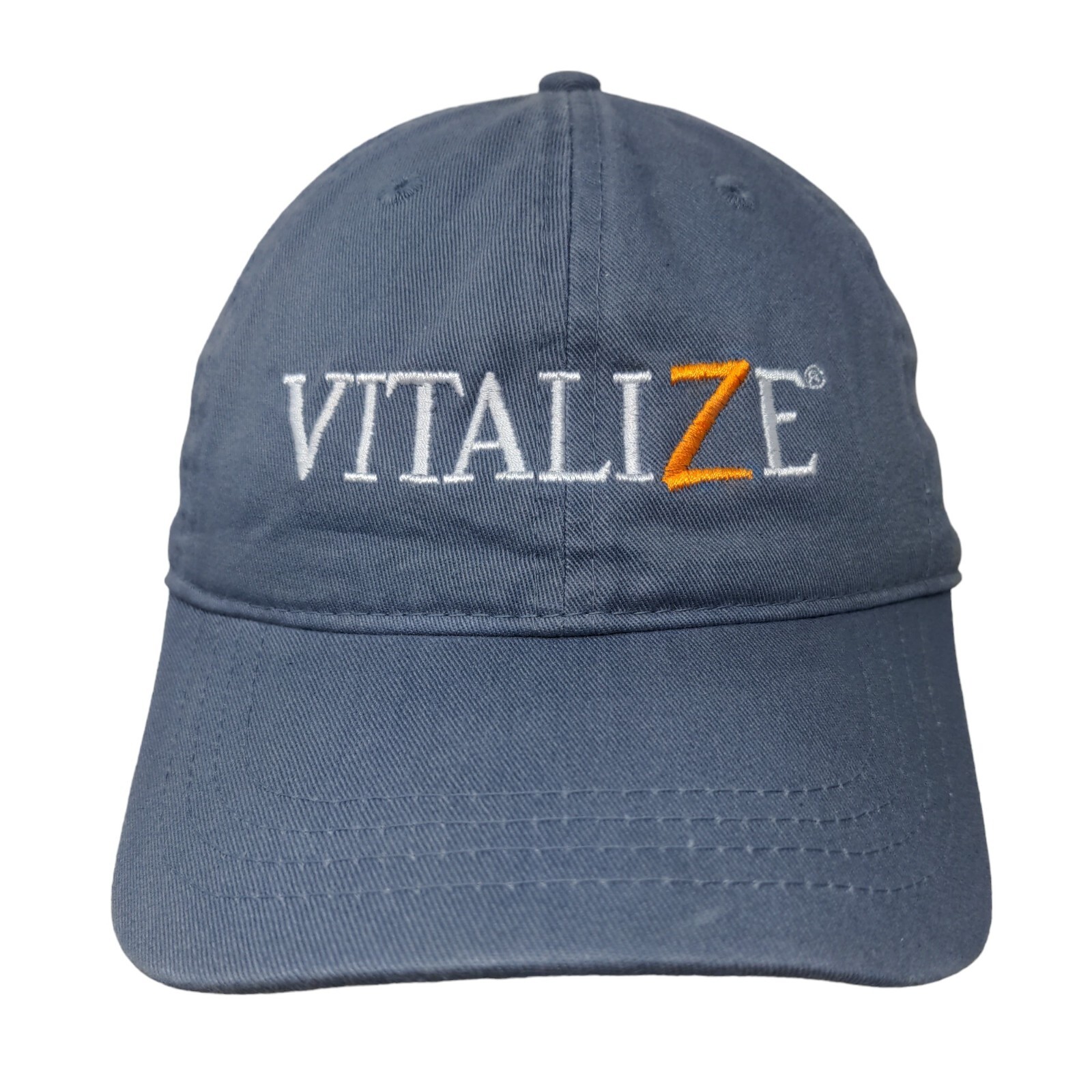 Vitalize Strapback Hat Blue OSFM Adjustable Embroidered