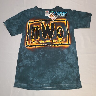 Vintage Liquid Blue Size S NWO Tie Dye Shirt Excellent WCW 90s Wrestling 1998