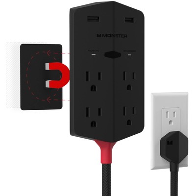 Monster Power Shield XL Surge Protector with Outlet Extender, Multiple Plug O...