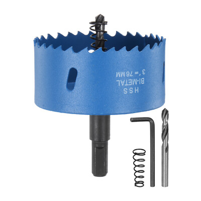 Bi-Metal Hole Saw Kit 76mm (2-15/16'') 1/4'' Hex Shank High-Speed Steel Blue