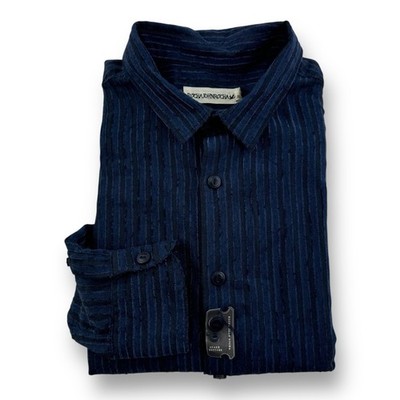 RJR Rocha John Rocha Long Sleeve Button-Up Shirt Blue & Black Stripe Size Small