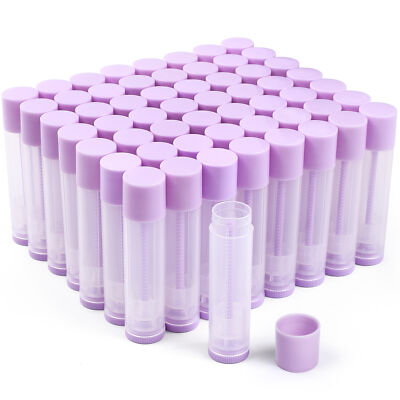 60PCS Lip Balm Tubes Empty 5.5ml (3/16 Oz) Lip Balm Container Tubes Purple Caps