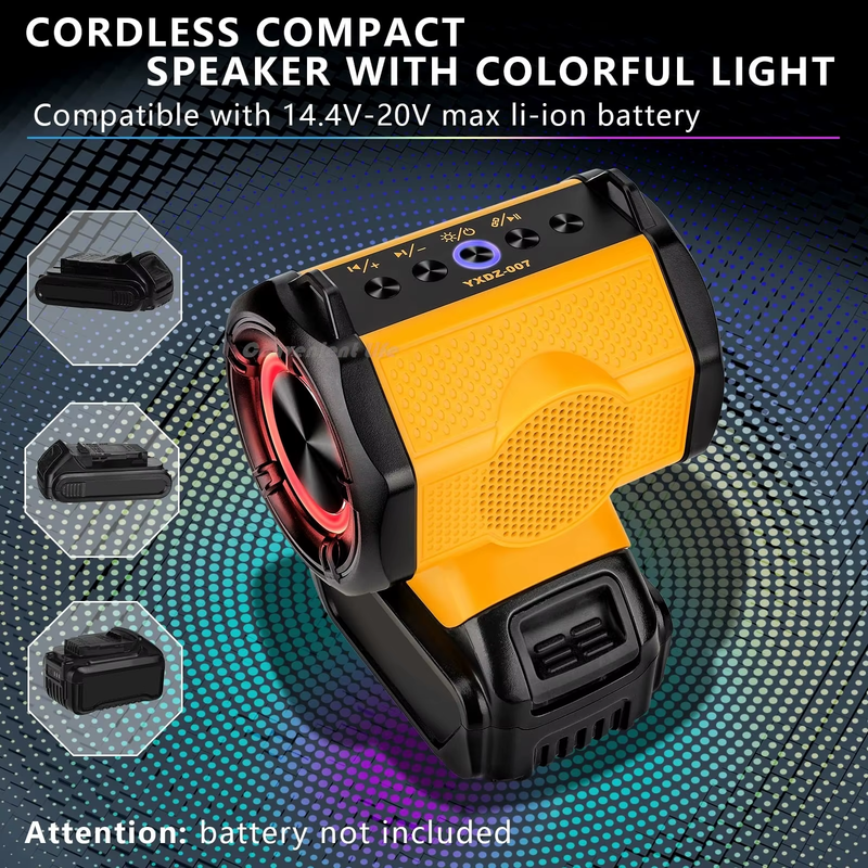 Bluetooth Speaker Compatible with Dewalt 20V Battery With USB Type-C Port Charge