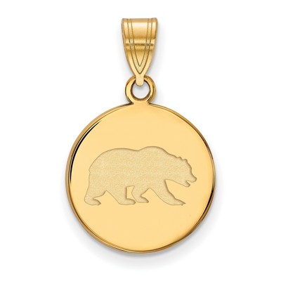UC Berkeley California Golden Bears Mascot Logo Disc Pendant Gold Plated Silver