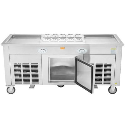 VEVOR Fried Ice Cream Machine Ice Roll Maker 17.7x17.7" 2 Pans Yogurt Roll Maker