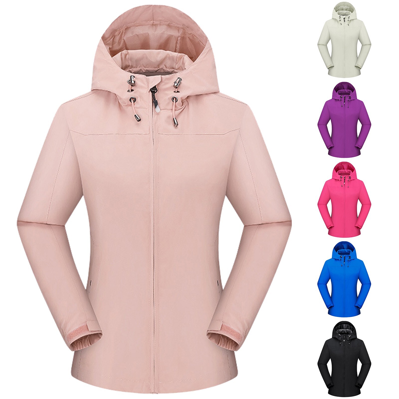 Women’s Lightweight Waterproof Hooded Rain Jacket Outdoor Windbreaker Rain Coat