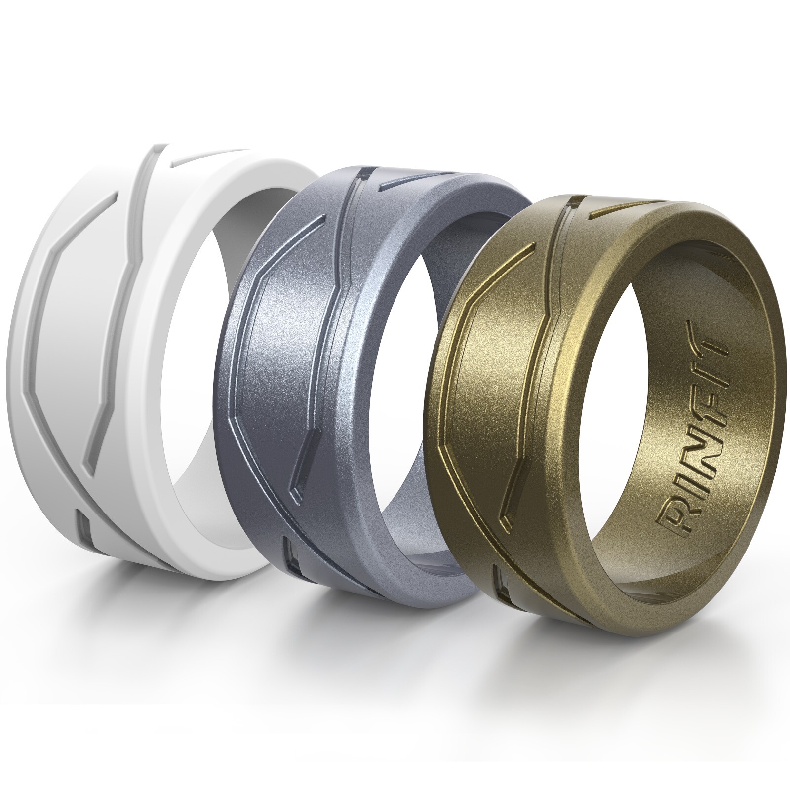 3 Silicone Rings for Men. Patented Design Unique Wedding Rubber Bands by Rinfit 