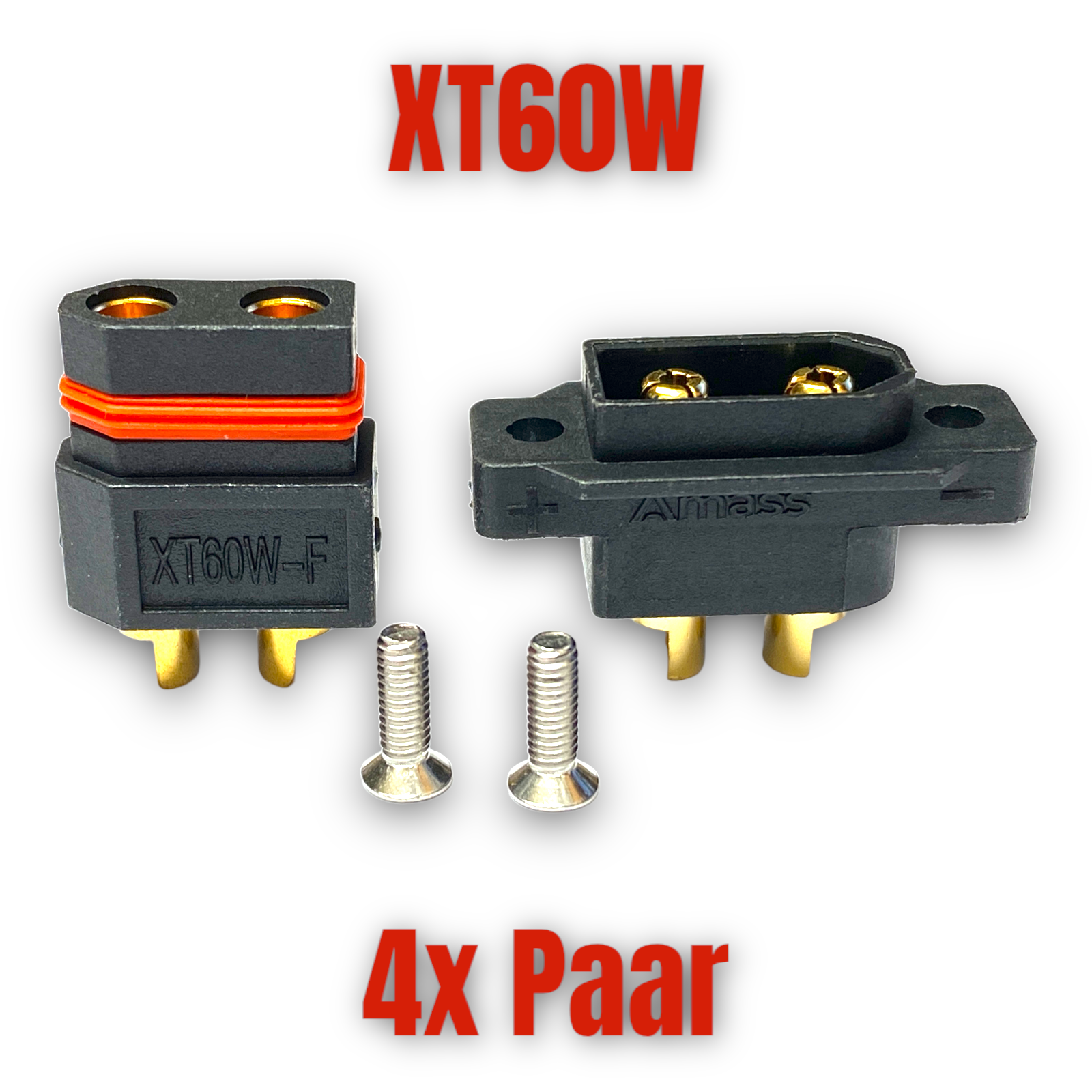 4 Stück Original XT60 Stecker – Goldkontakte, Mit Schrauben, Für Drohnen & RC-Modelle