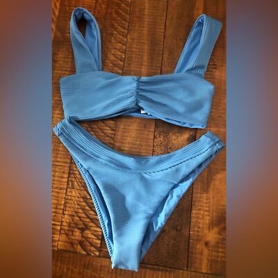NWT L*Space FULL SET Eco Chic Marlee Top  Mercer Bottom Cornflower Blue - Size S