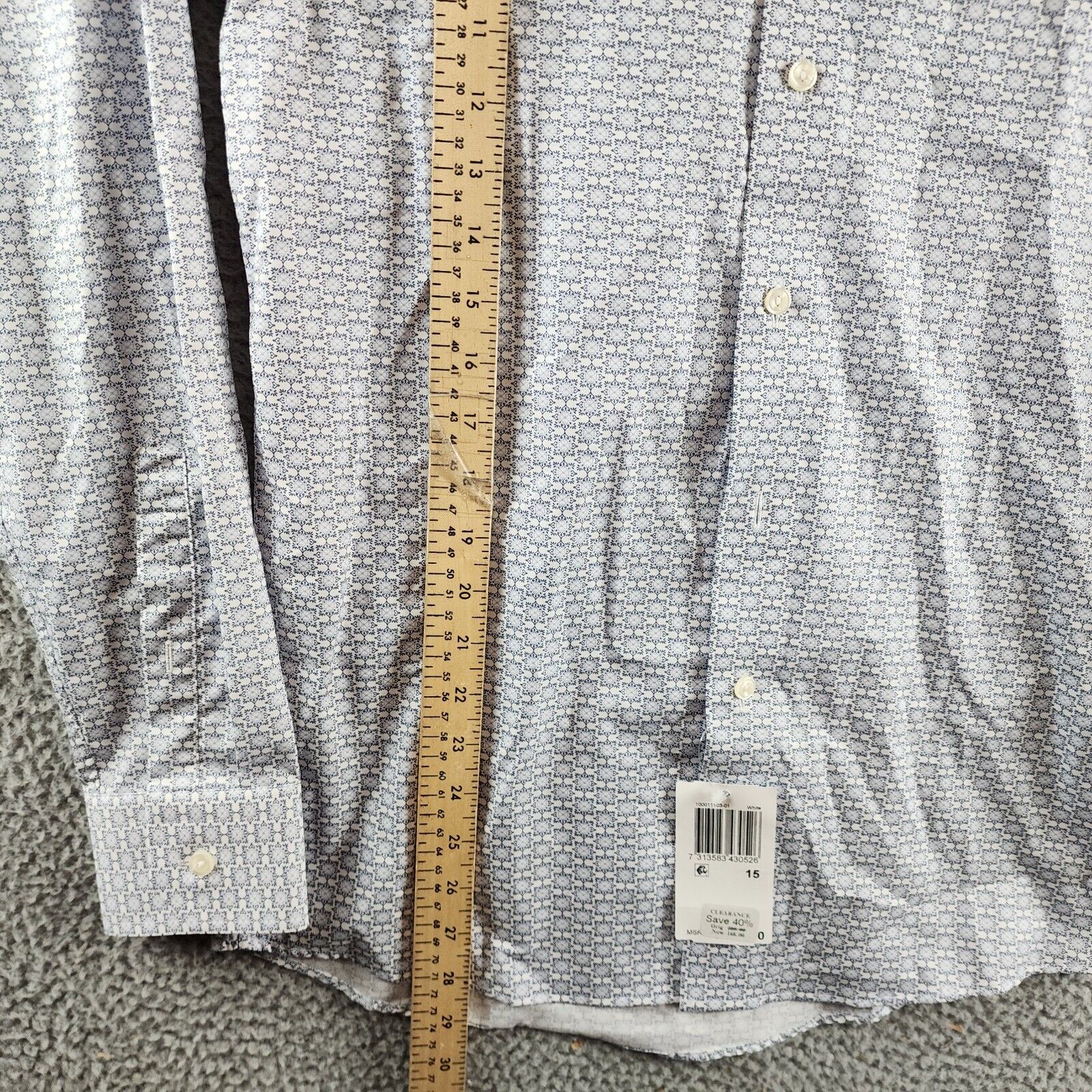 Eton Slim Fit Geometric Print Dress Shirt Men's 38/15 White Multi Long Sleeve - Picture 6 of 13