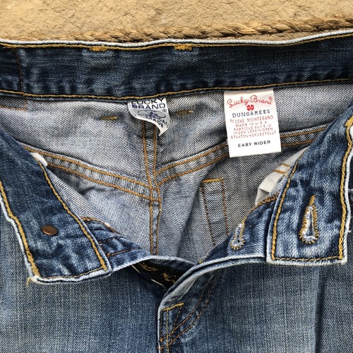 LUCKY BRAND Jeans Easy Rider Dungaree 6/28 X 40 Long Distressed Blue 325