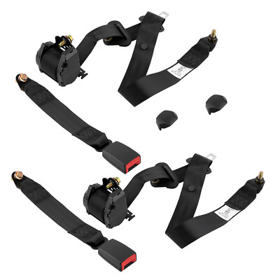Universal Retractable 3 Point Safety Belts Car Truck Vehicle Adjustable Belt x2