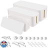Cable Organizer Box Set of Three, Power Cover Cord Holder Surge Protector for Desk (White)
