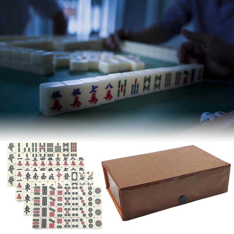 Mini Complete Mahjong Set With 2 Dice Portable Mah Jong Game Set Party Games