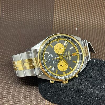 Pre-owned Seiko Chronograph Ssb430p1 Two-tone Gold Stainless Steel Analog Quartz Men Watch