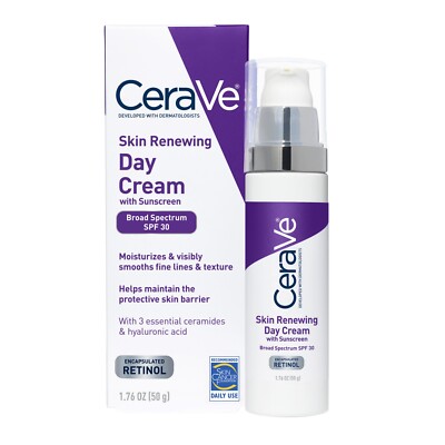 CeraVe Skin Renewing Anti Aging Retinol Cream, Face Moisturizer with SPF 30 1.7