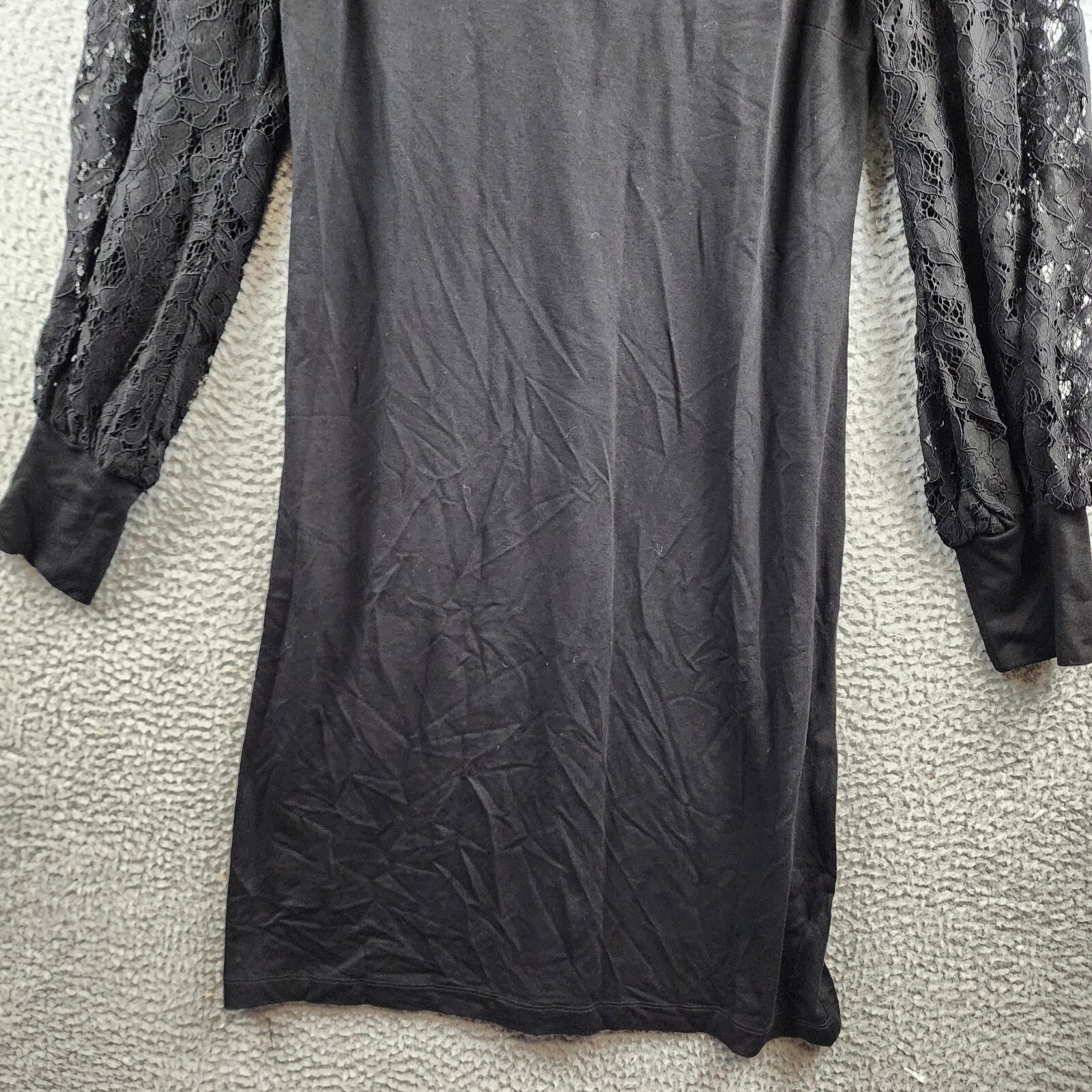Karen Kane Lace Sleeve V-Neck Dress Women's Medium Black Long Sleeve Back Zip - Picture 4 of 13