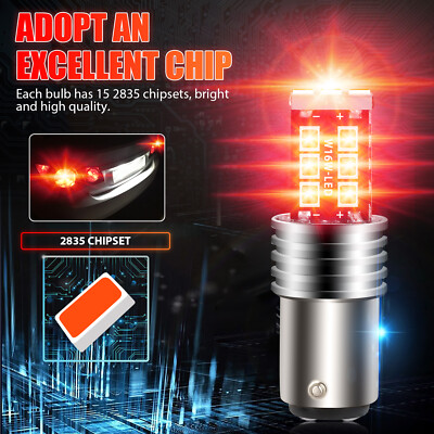 4PCS 1157 LED Red Strobe Flashing Blinking Brake Stop Tail Parking Light Bulbs