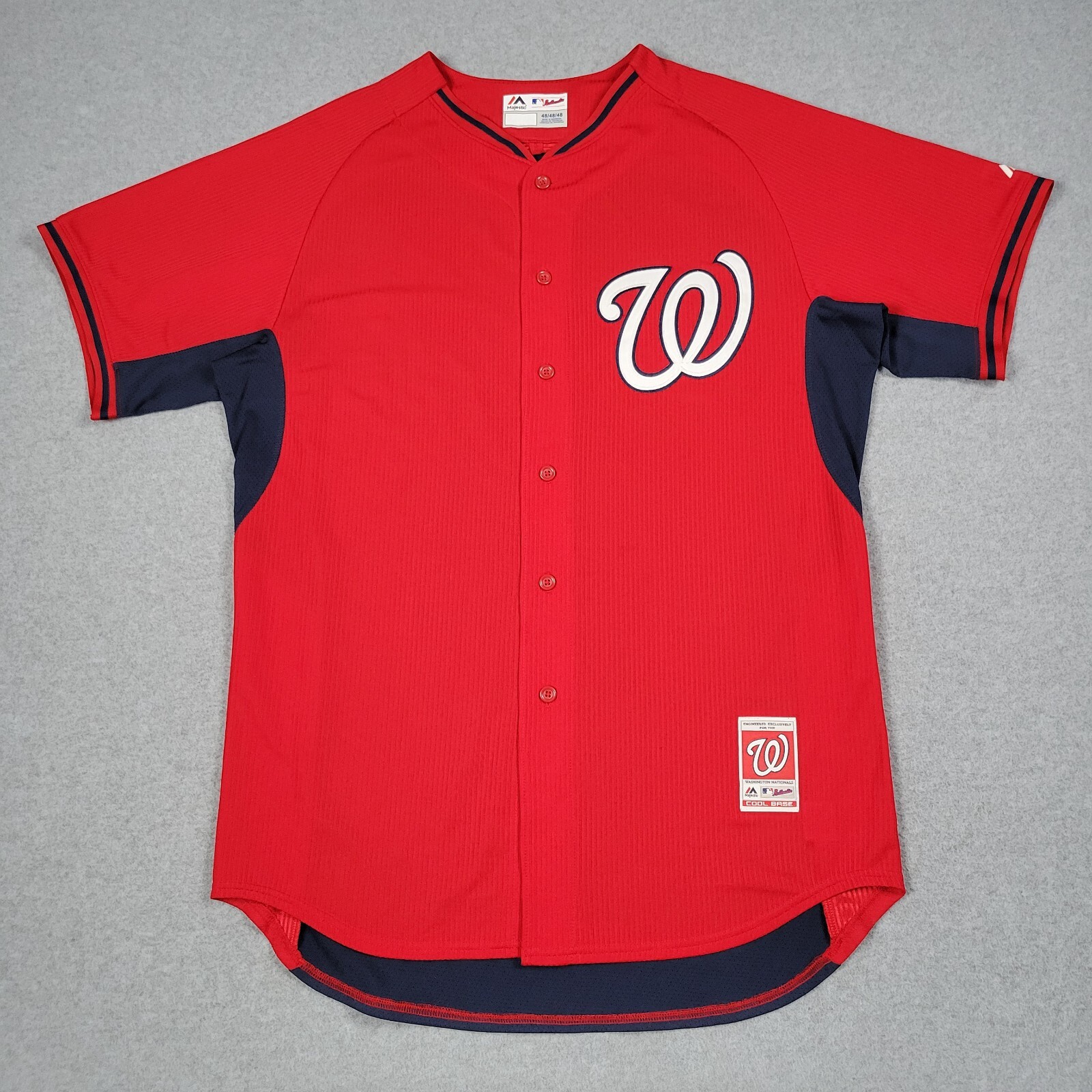 MLB Majestic Vintage サイズ48 ワシントン・ナショナルズ\"majestic\"ベースボールシャツ Washington XL Mens White Jersey Nationals ウェア