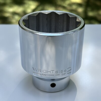 NOS Wright Tools USA 6164 3/4  Drive 12 Point SAE 2  Shallow Chrome Socket VTG