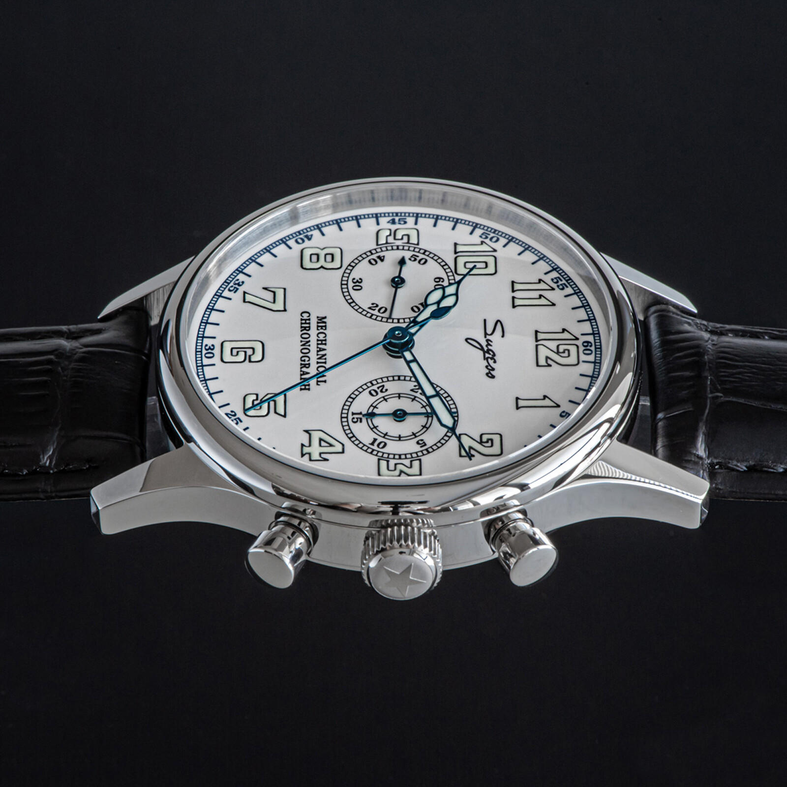 Pre-owned Sugess Chrono Walker Swan Neck Enamel Dial Chrono Watch Seagull 1963 Suchp004k