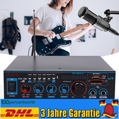 Stereo Verstärker Power Amplifier bluetooth Digital HiFi FM Audio Vollverstärker