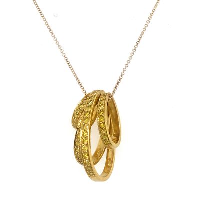 Luca Carati Designer Yellow Diamonds 18K Gold Pendant Necklace