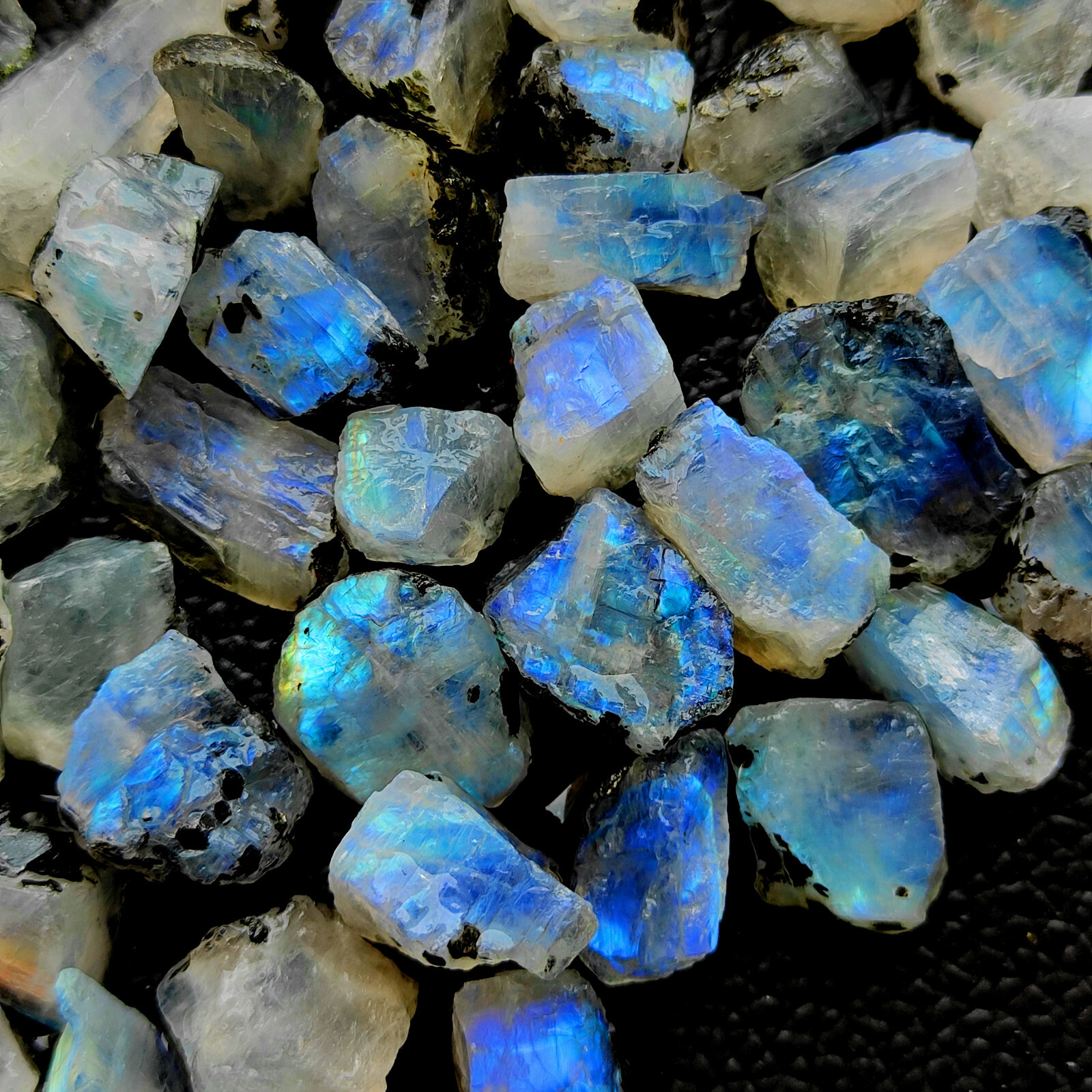 【sssbh527】HAKUGEI smurfs、moonstone Wholesale Moonstone Small Rough Specimen Raw Rainbow
