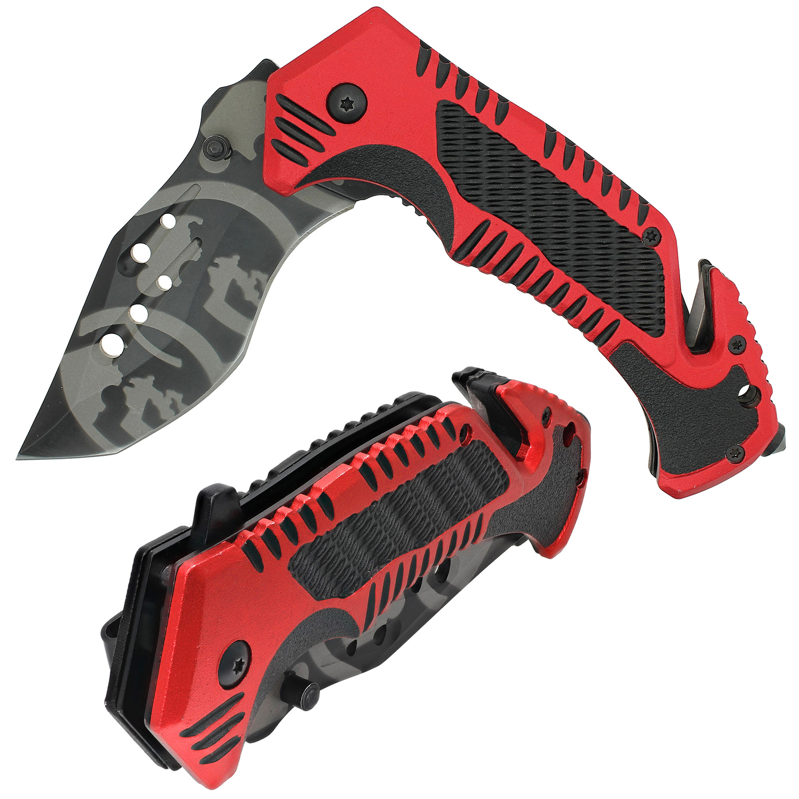 Spring Assisted Thick Stainles Steel Tactical Folding Knife Cutter Glass Breaker
