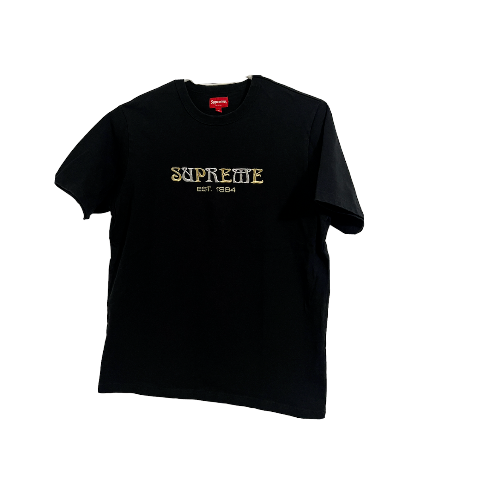 2018 FW18 SUPREME NOUVEAU BOX LOGO 1994 TEE SHIRT BLACK GOLD SILVER MEDIUM M