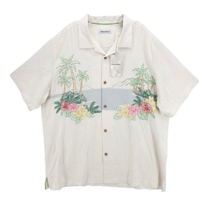 NWT TOMMY BAHAMA Bloom With a View 100% Silk Camp Shirt Embroidered XXL