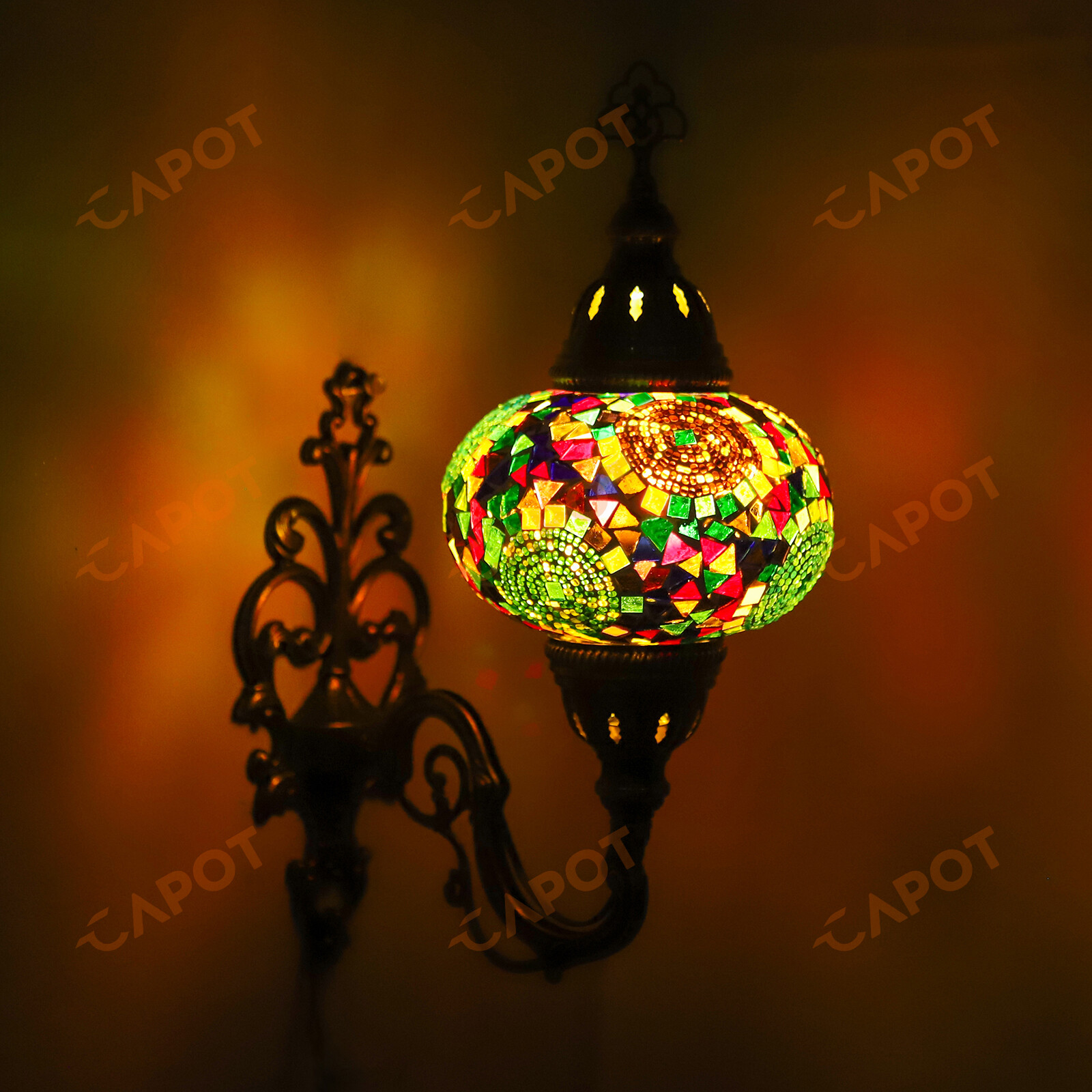 Turkish Moroccan Handmade Glass Mosaic Tiffany Style Wall Sconce Lamp & Bulb-L