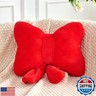 XVTRU Red Bow Pillow, Soft Bow Decorative Pillows with Faux Rabbit Fur, Cute 16