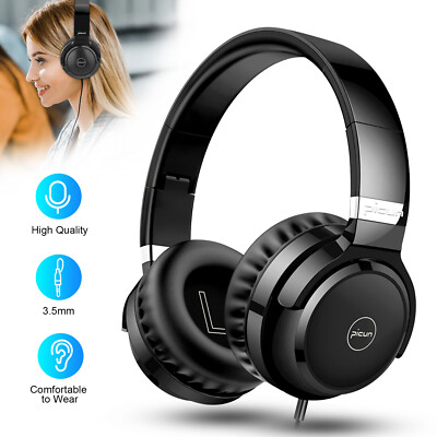 3.5mm Wired Headphones Stereo Bass 3.5mm Foldable HiFi Headset for MP3 Computers