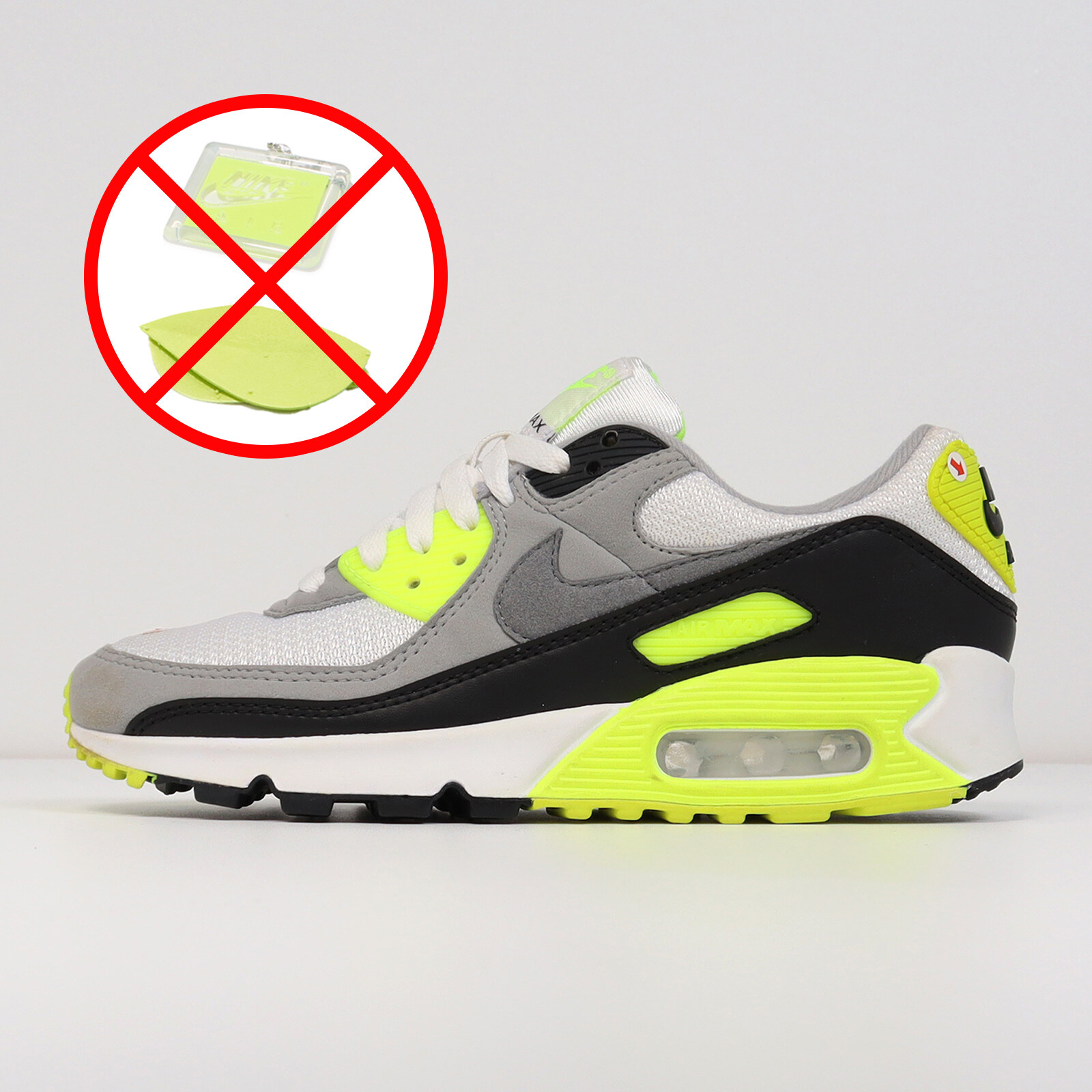 

Nike Wmns Air Max 90 LEFT FOOT DISCOLORATION DEFECT Women US7 Casual CD0490-101, Серый, Wmns Air Max 90