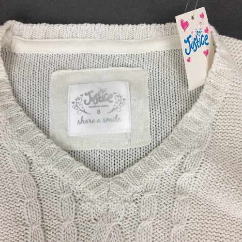 Justice Girls size 8 Sparkle Ivory Sweater New