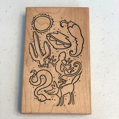 Copper Leaf Creations 2005 Wood Rubber Stamp Southwest Desert Cactus New Mex 5''