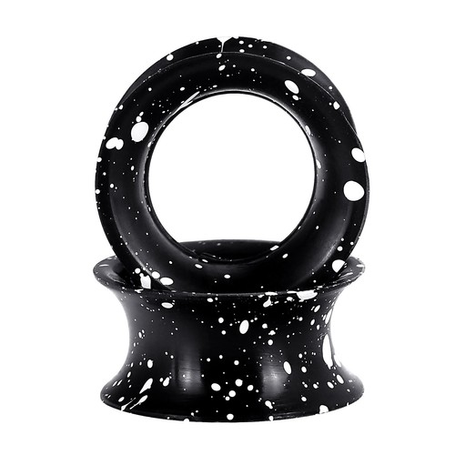 2pcs White Spots Ear Plugs Thin Silicone Ear Gauges Double Fared Flesh Tunnels