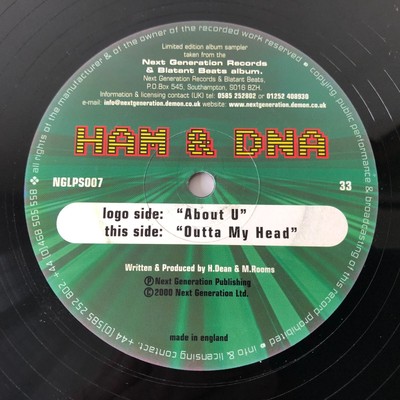 Ham & DNA   About U / Outta My Head (12 , Ltd, Smplr) Next Generation LP Sampler