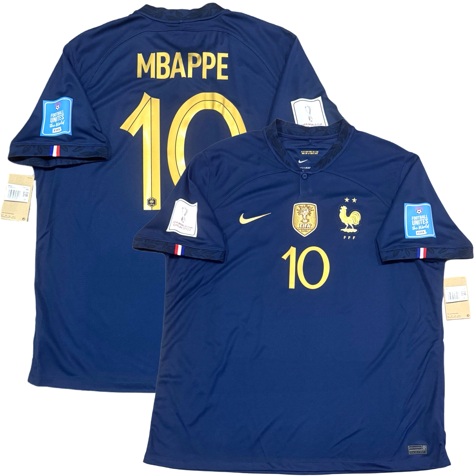 2022 France Home Jersey #10 Mbappe 2XL Nike World Cup Final Match
