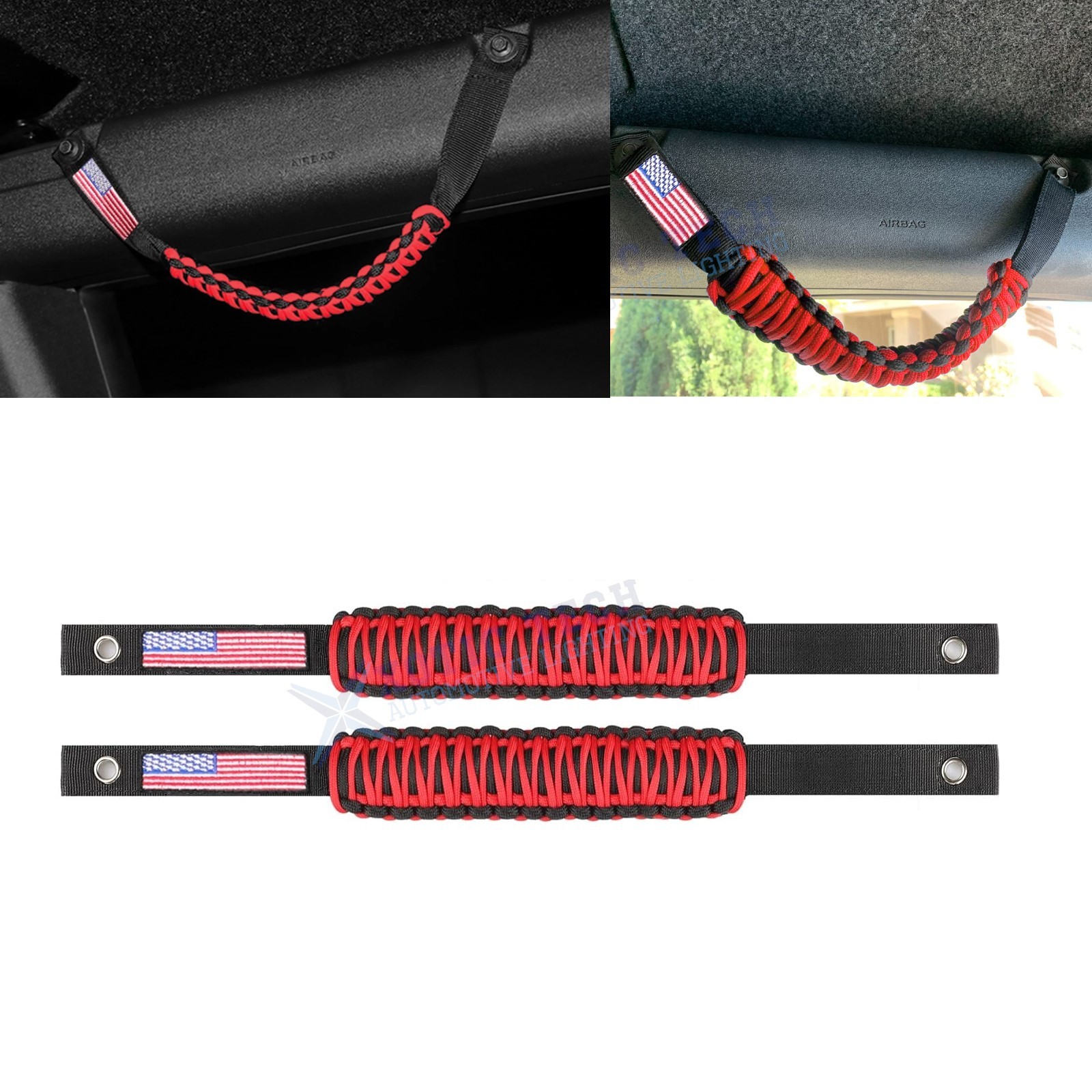 2x Red Safety Grip Handle Hand Hold Straps For Ford Bronco 2/4 Doors 21-2025