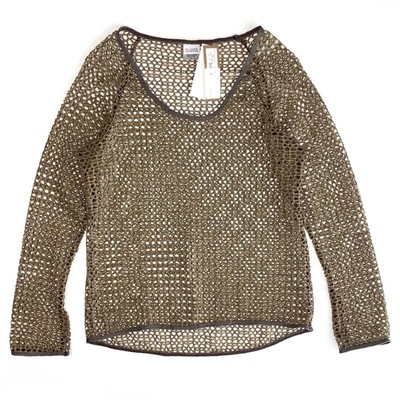 NWT Boutique Metallic Shimmer Fishnet Mesh Top