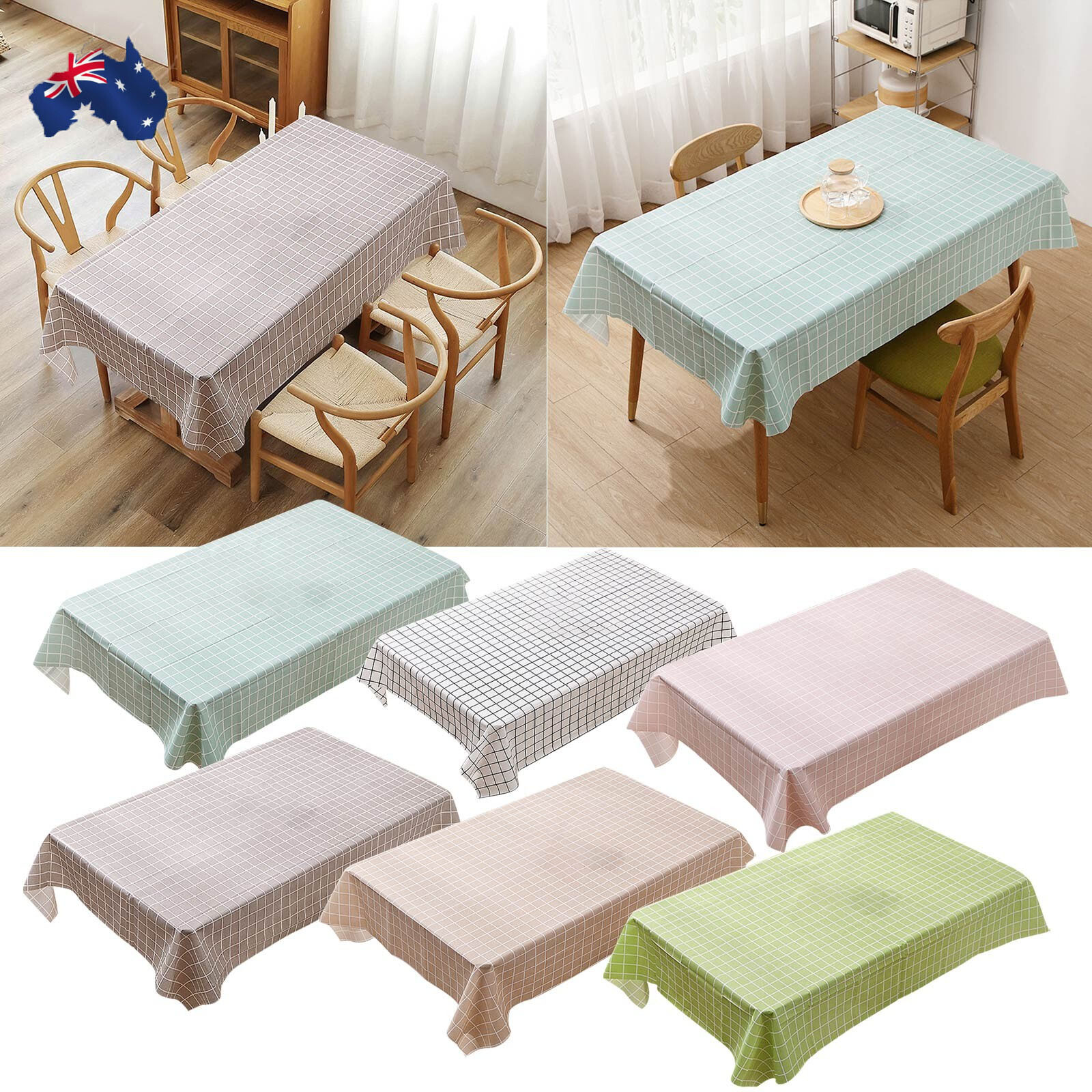 Rectangular Plastic Checkered Tablecloth Picnic Disposable Gingham Table Cover