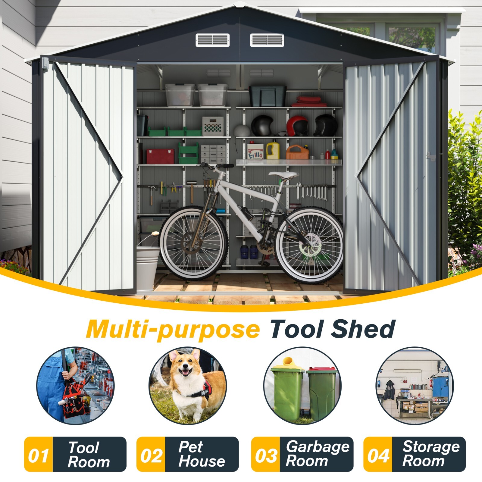 ◆ ともやん Duramax 4x8 SideMate Vinyl Shed with Foundation Kit