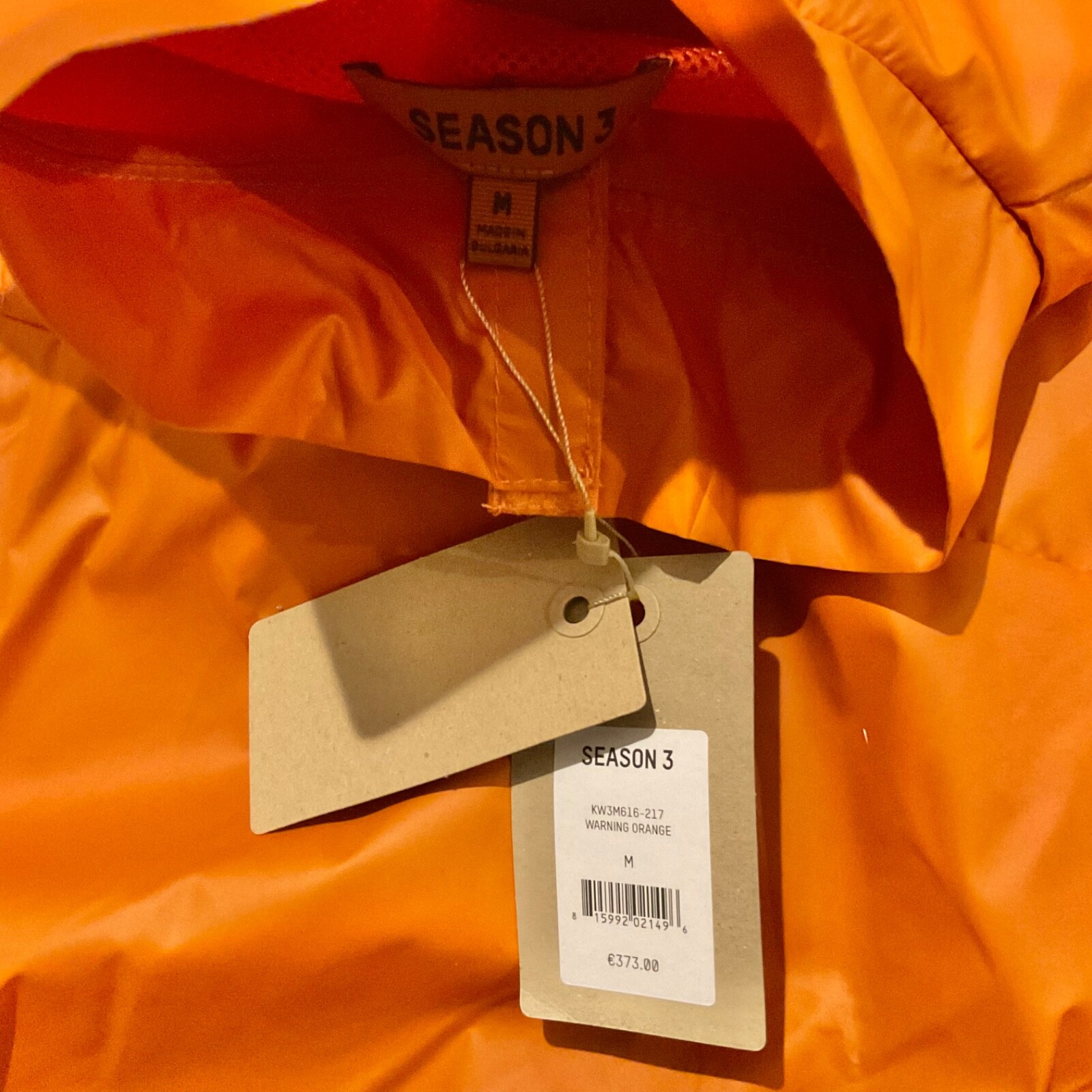 Pre-owned Yeezy Men Size M Season 3 Packable Orange Windbreaker Jacket