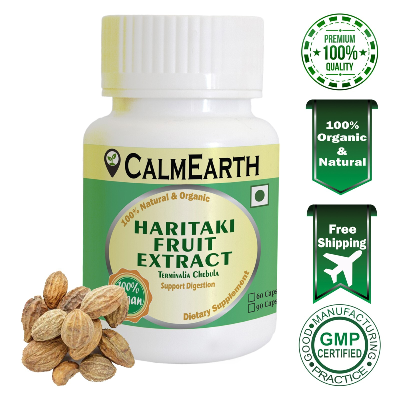 Haritaki Extract Capsule 10:1 Terminali Chebula Detoxification Eq. to 5000mg