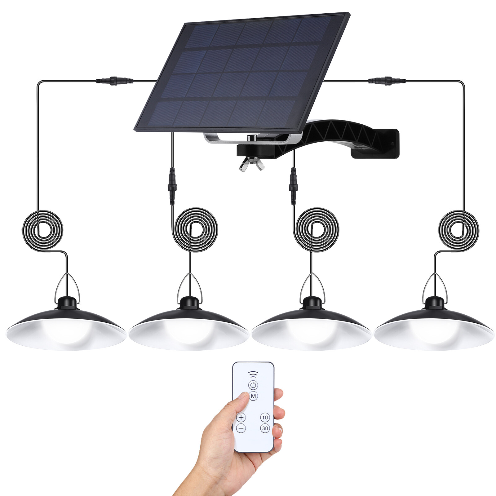 1-4Lamps Solar Pendant Lights Outdoor Hanging Barn Shed Lights Dimmable Timer