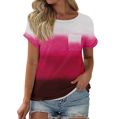 Women's T Shirt Tee Printed Short Sleeve Pocket Daily Weekend Fashion Basic